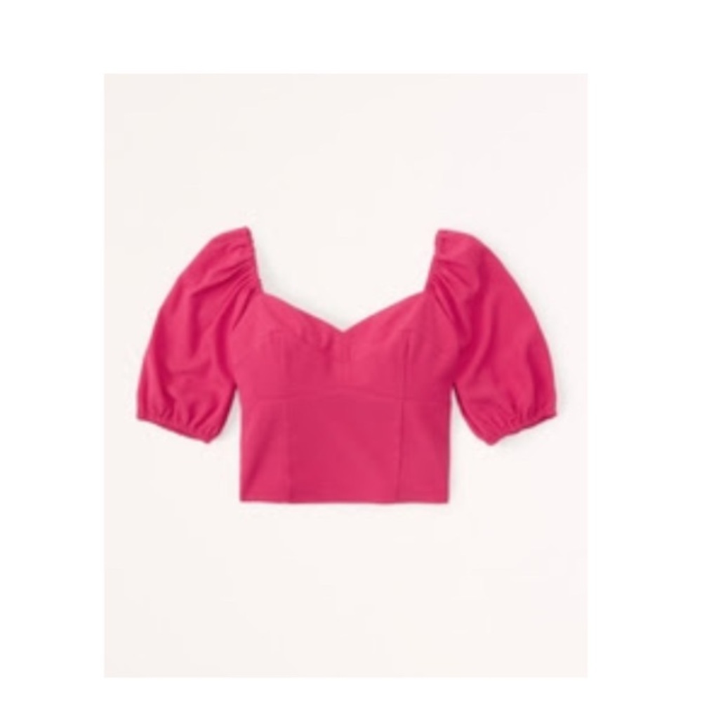 Abercrombie & Fitch Pink Puff Sleeve Corset Sweetheart Top
